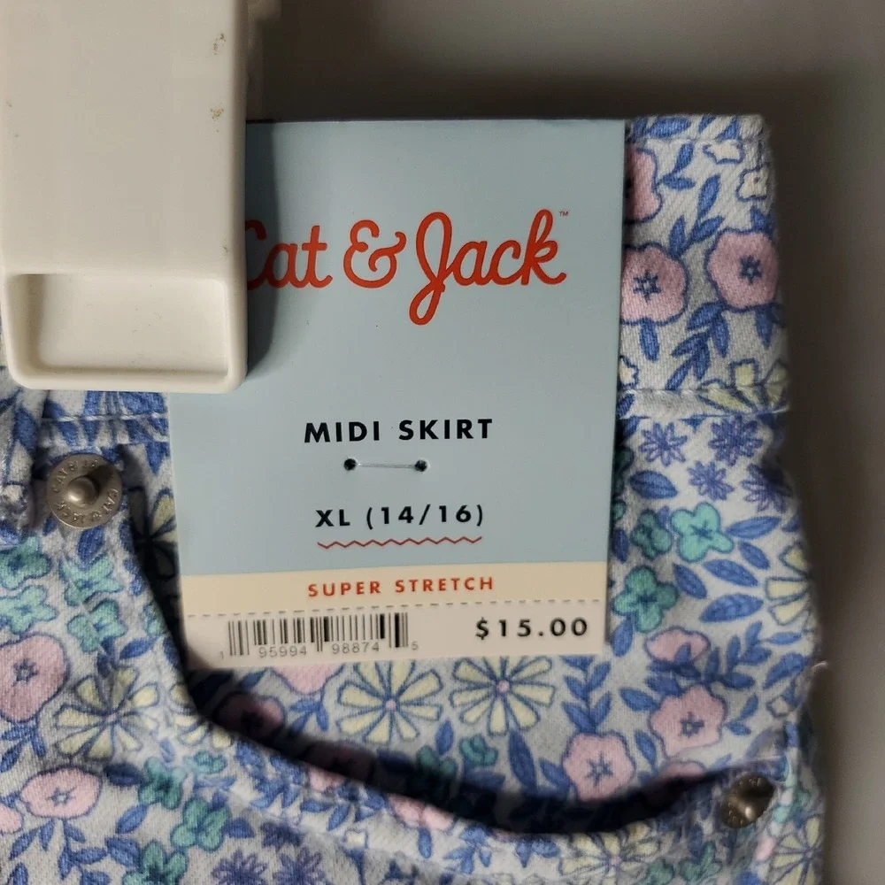 Cat & jack flower‎ midi skirt super stretch 14/16